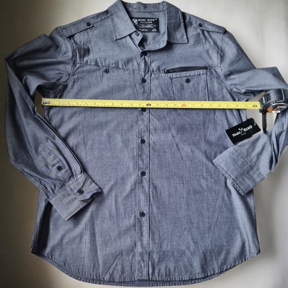 ๐๏ธ Marc Ecko Cut & Sew Deadly Threads ๐ฏ% Cotton Gray Casual Button Down Shirt - Picture 8 of 9